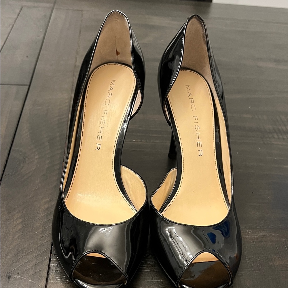 Marc Fisher Black Patent Peep Toe Heels